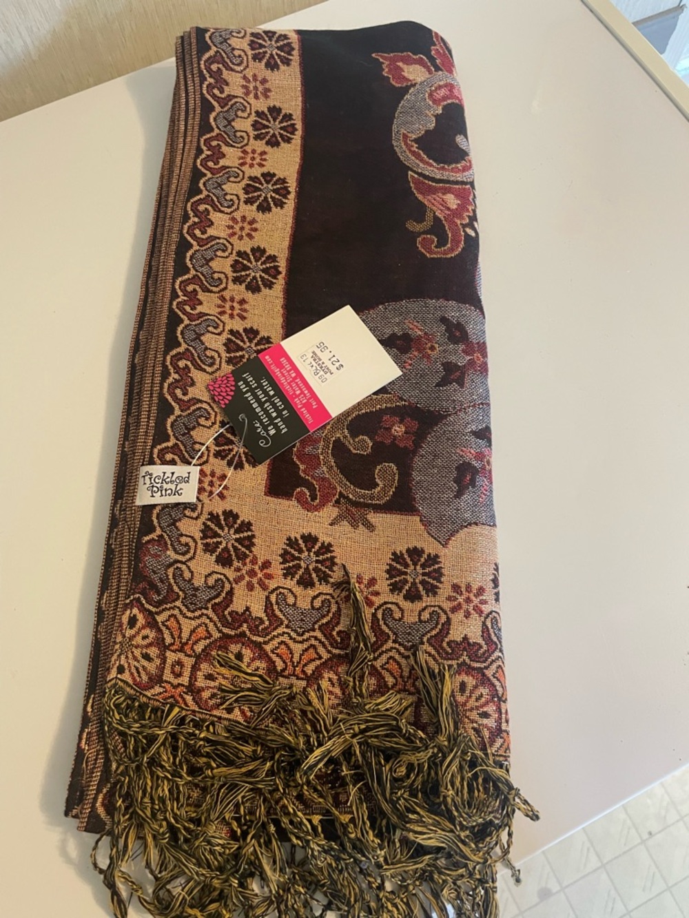 Paisley Jacquard Scarf- Brown & Black
